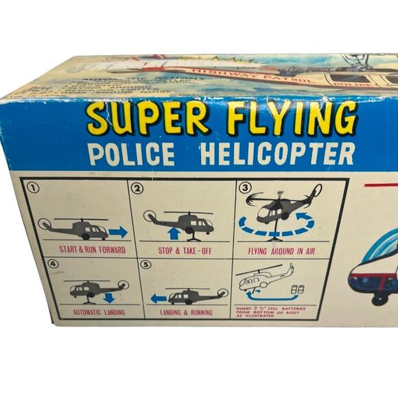 Vintage tin Super Flying Police Helicopter in original box - Picture 3 of 13